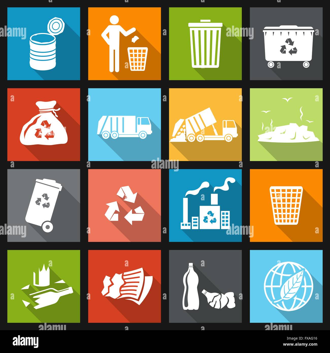 Garbage icons flat Stock Vector Image & Art - Alamy