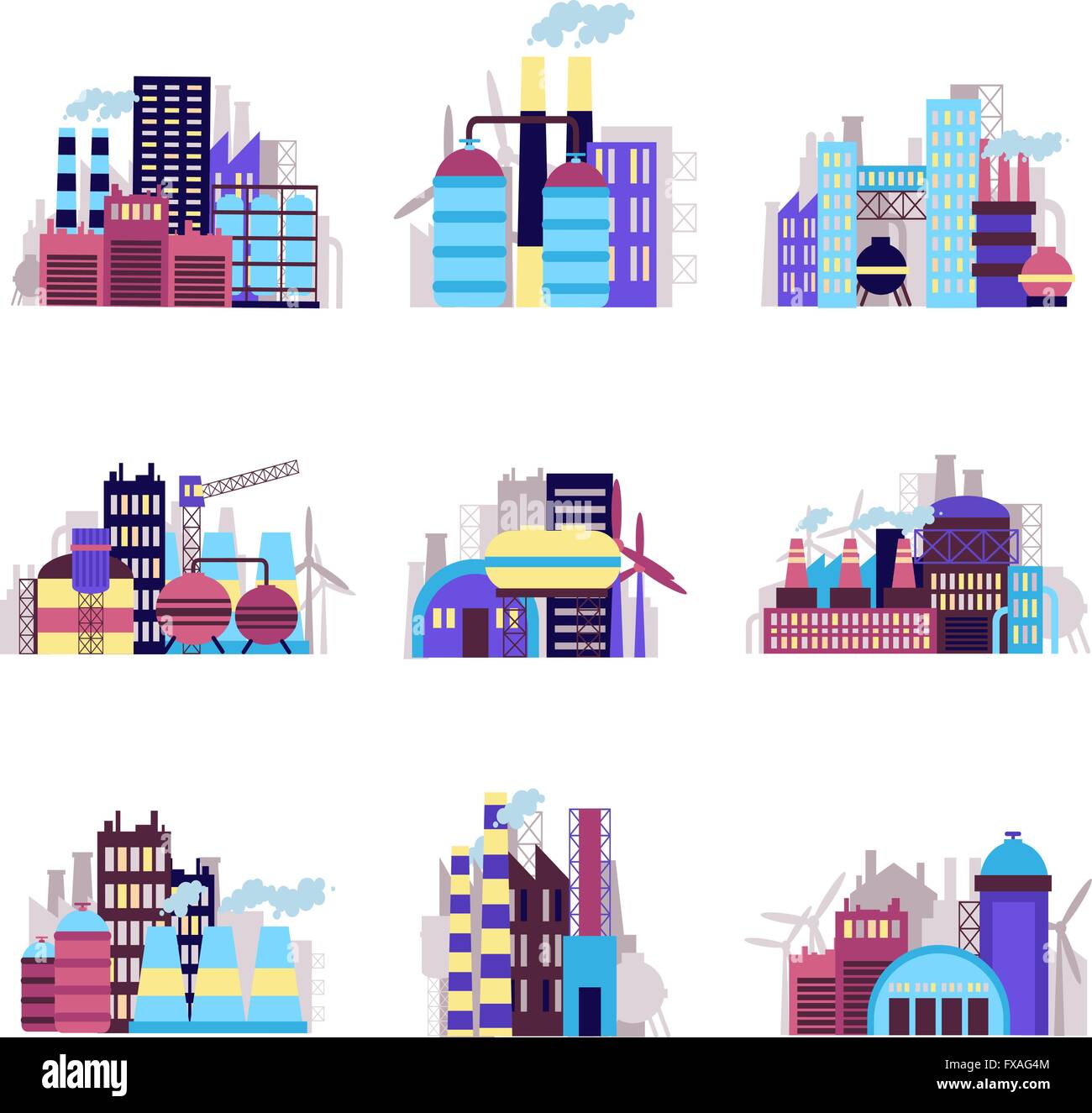 Industrial building icons set Stock Vector Image & Art - Alamy