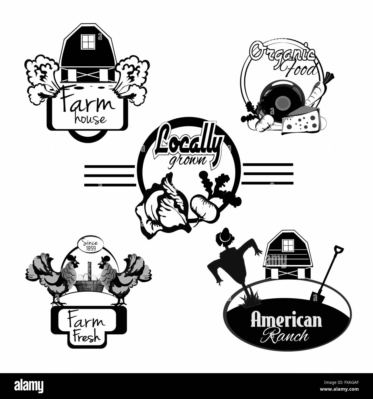 Farm fresh labels black set Stock Vector Image & Art - Alamy
