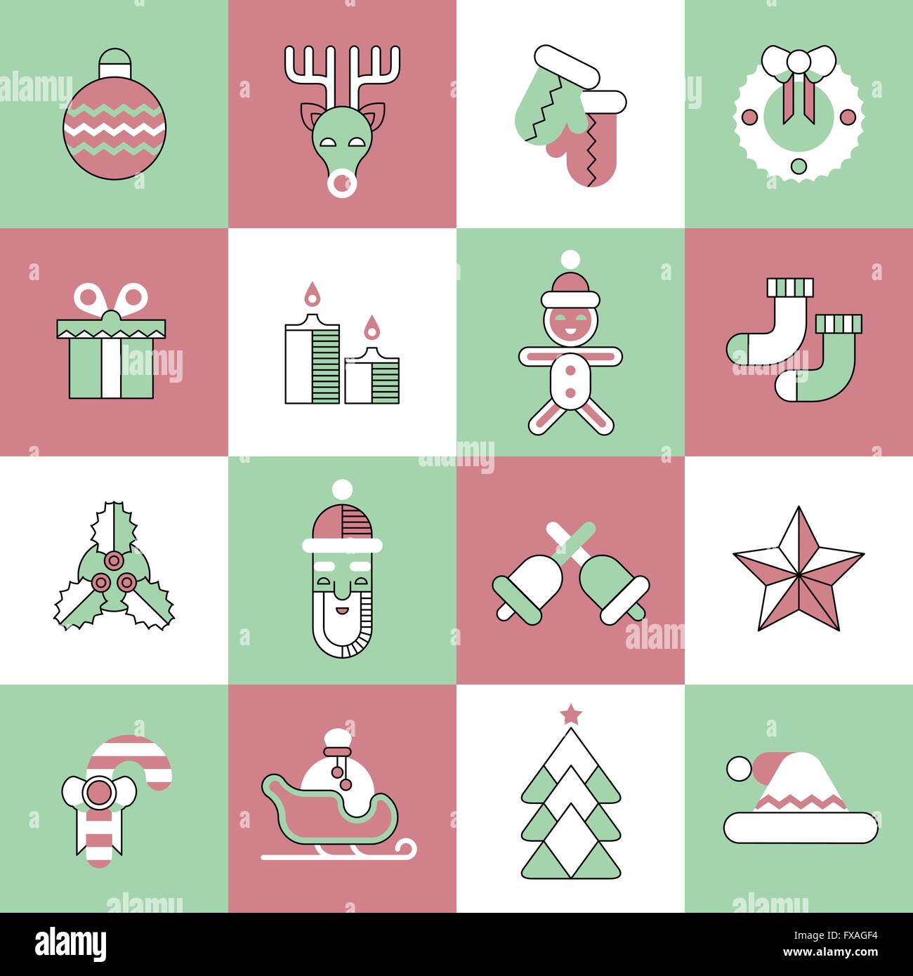 Christmas icons set flat line Stock Vector Image & Art - Alamy
