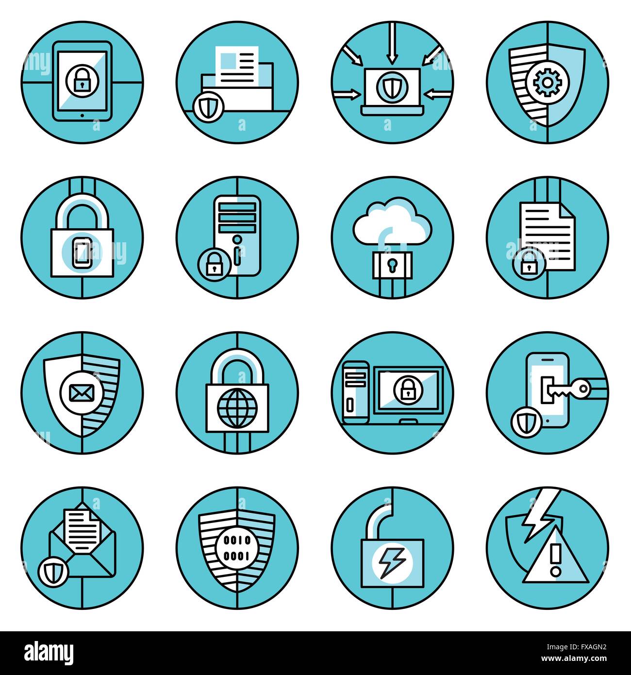Data protection icons blue line Stock Vector Image & Art - Alamy