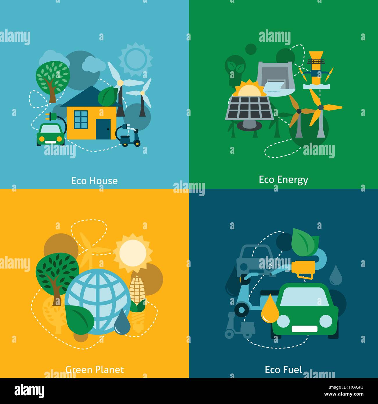 Eco energy flat icons composition Stock Vector Image & Art - Alamy