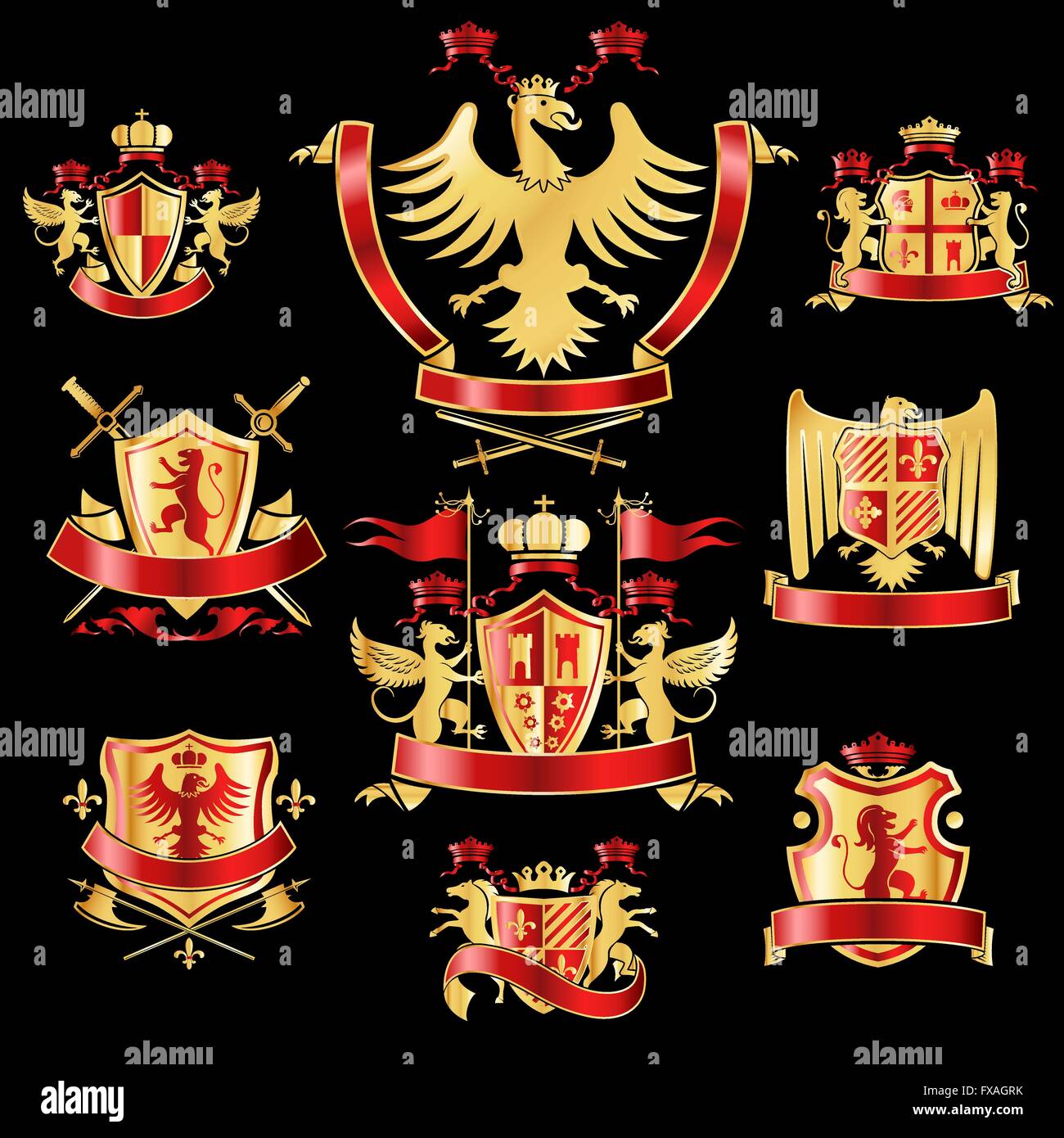 File Label Heraldry Heraldic labels gold red Stock Vector Image & Art - Alamy