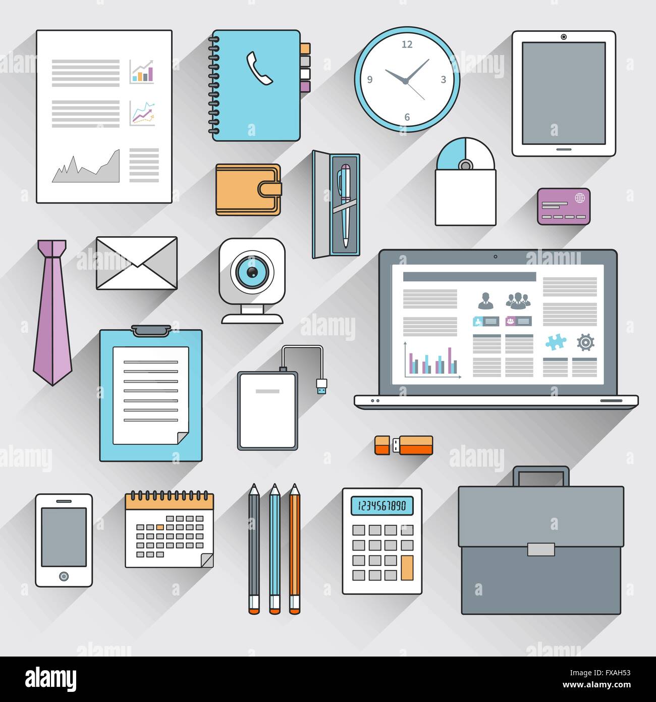 Business items set flat line Stock Vector Image & Art - Alamy