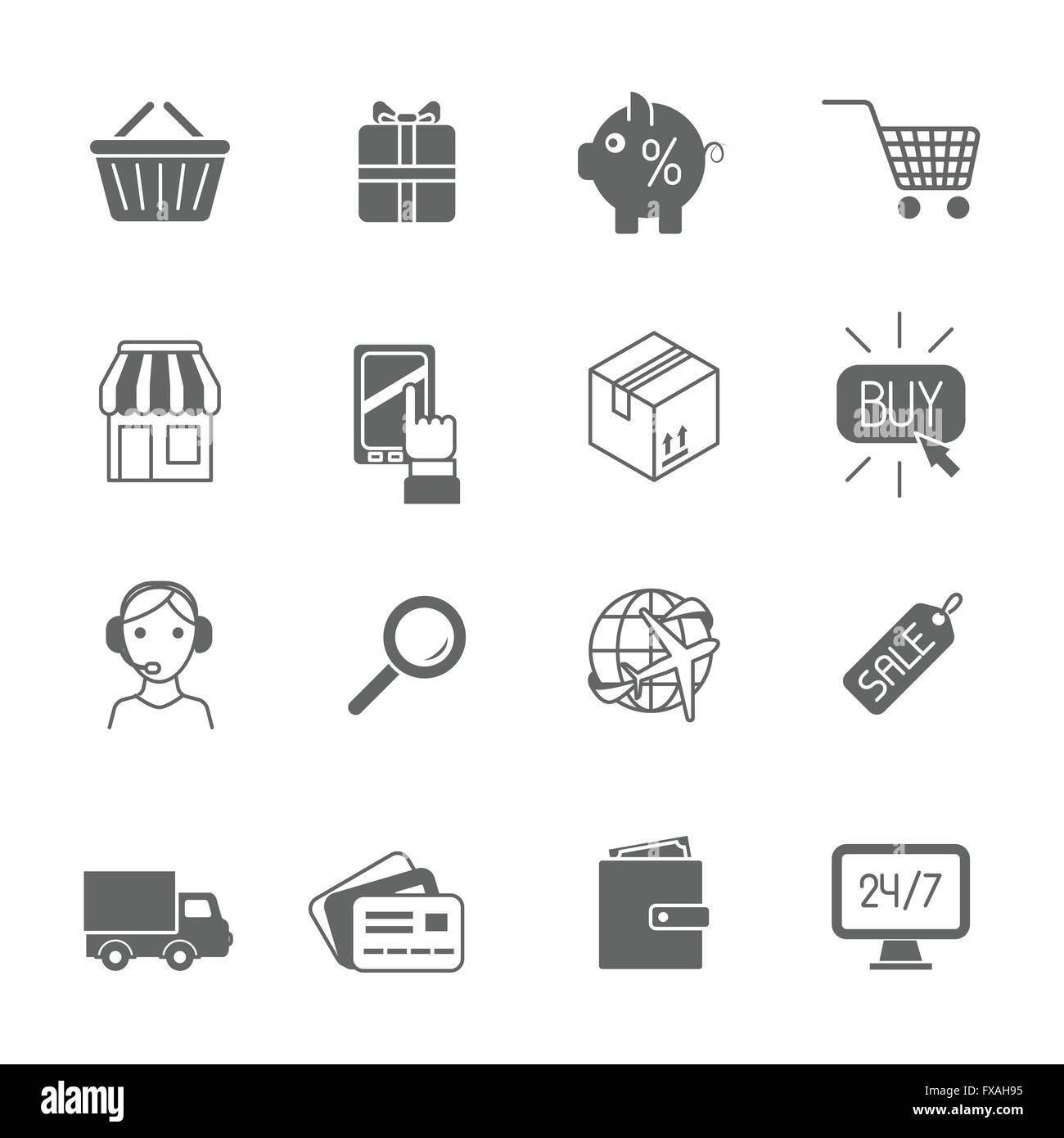 Shopping e-commerce icons set black Stock Vector Image & Art - Alamy
