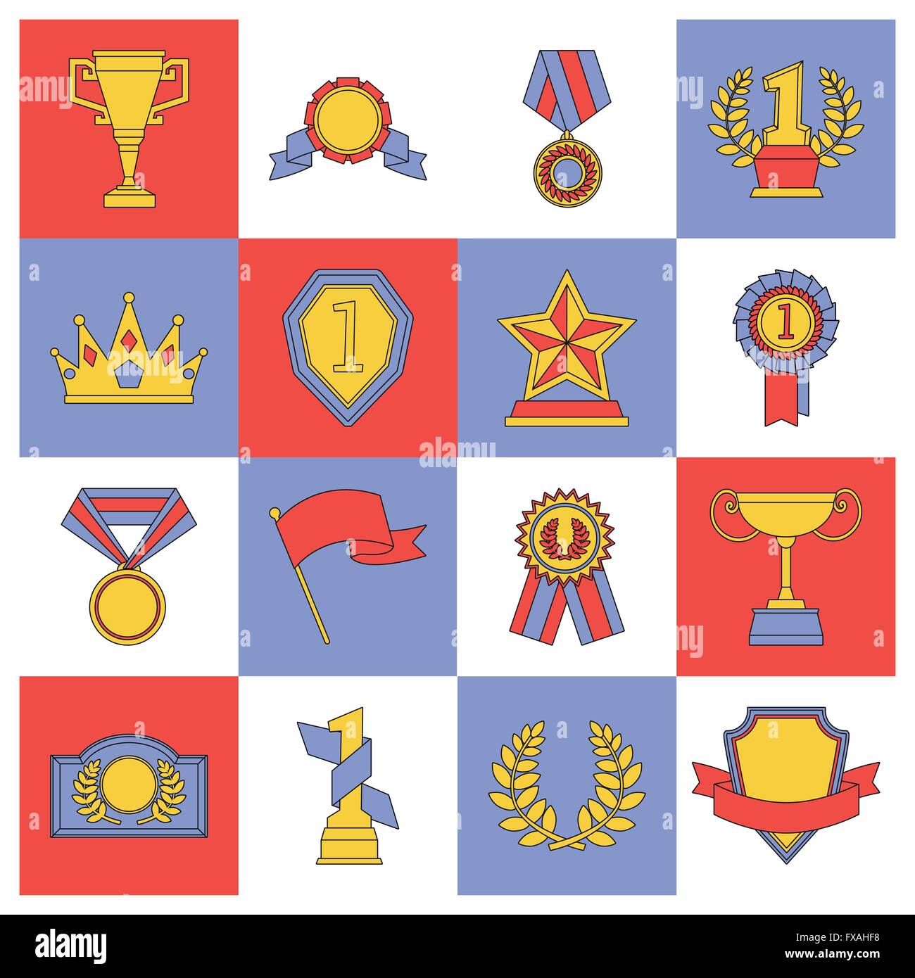 Award icons set flat line Stock Vector Image & Art - Alamy