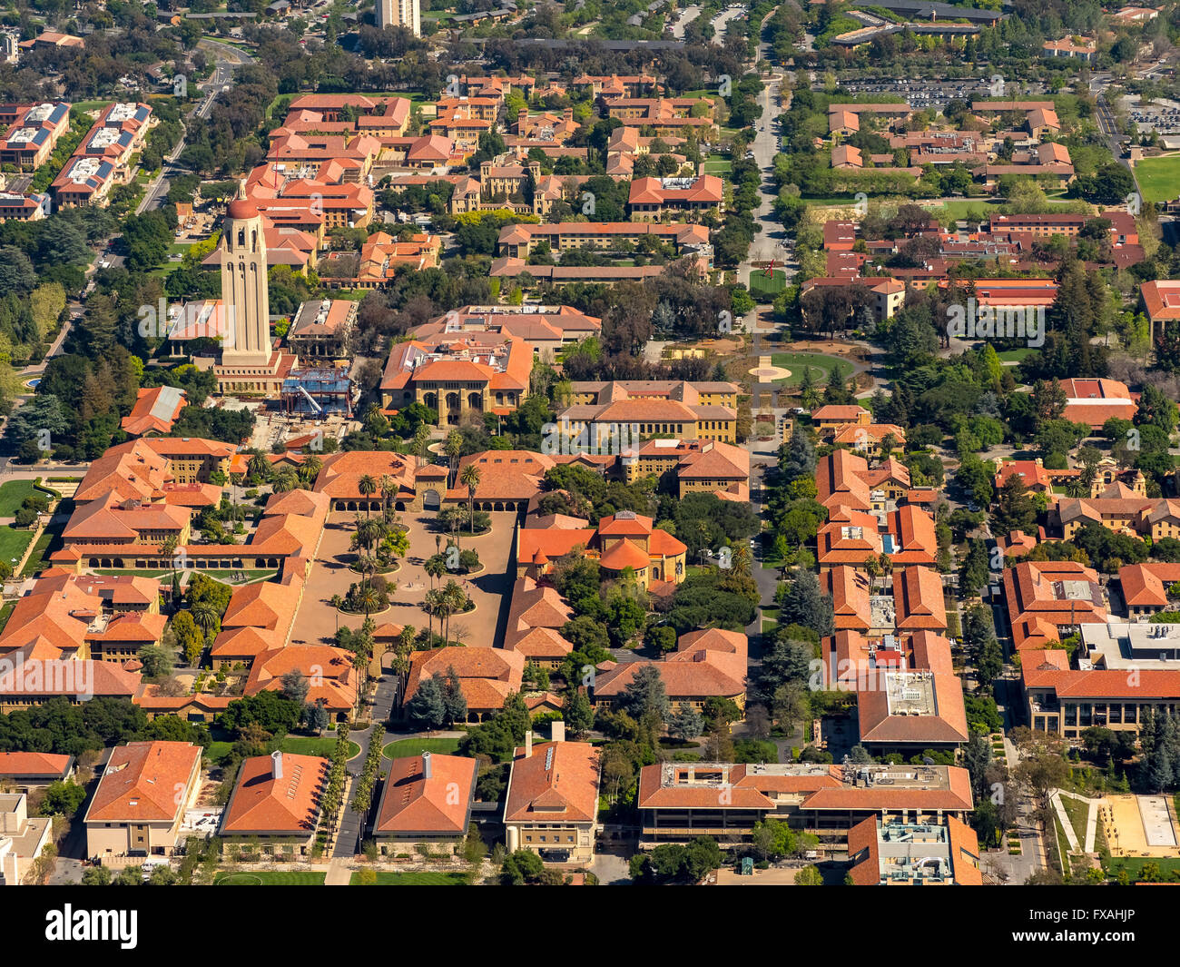 University Campus Stanford University with Hoover Tower, Palo Alto, California, Silicon Valley, California, USA Stock Photo