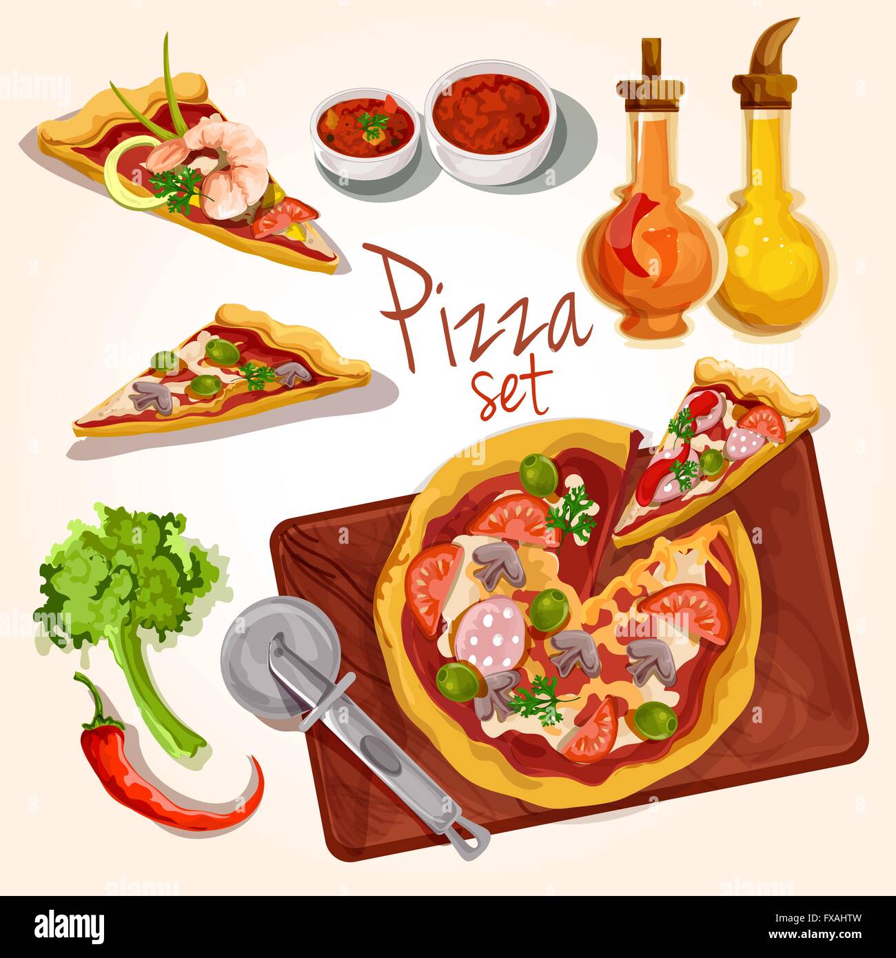 Pizza ingredients set Stock Vector Image & Art Alamy