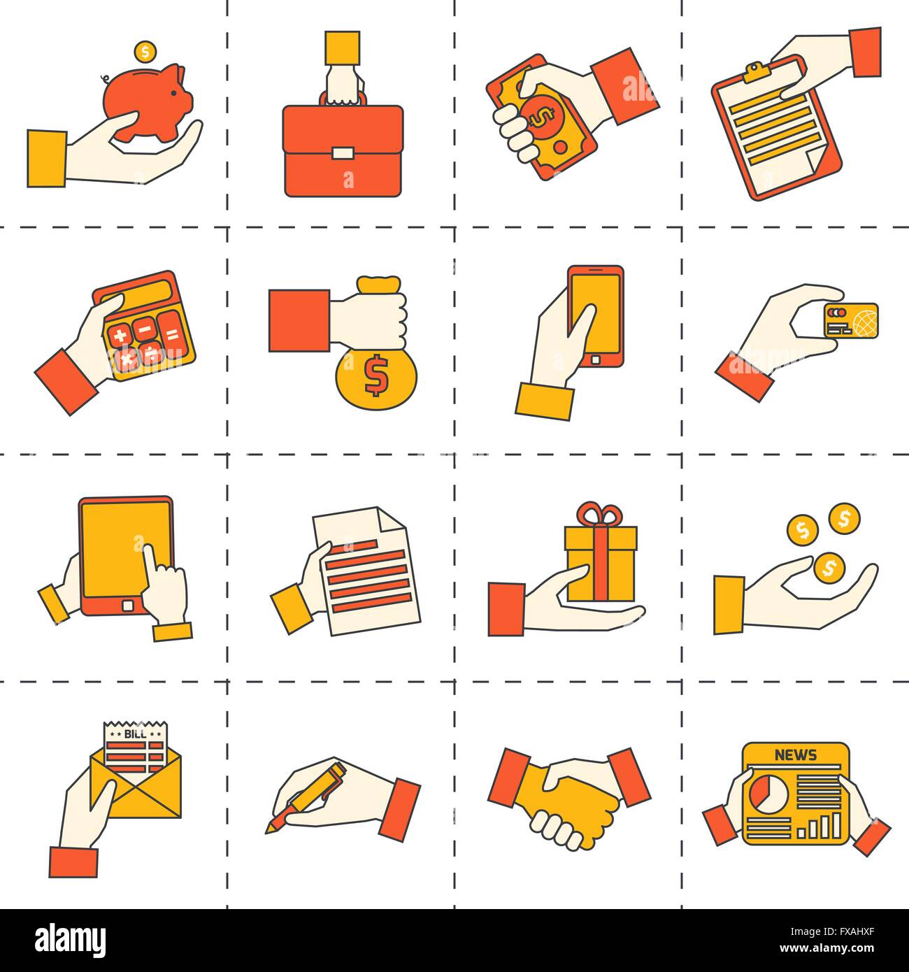 Business hands financial icons Stock Vector Image & Art - Alamy