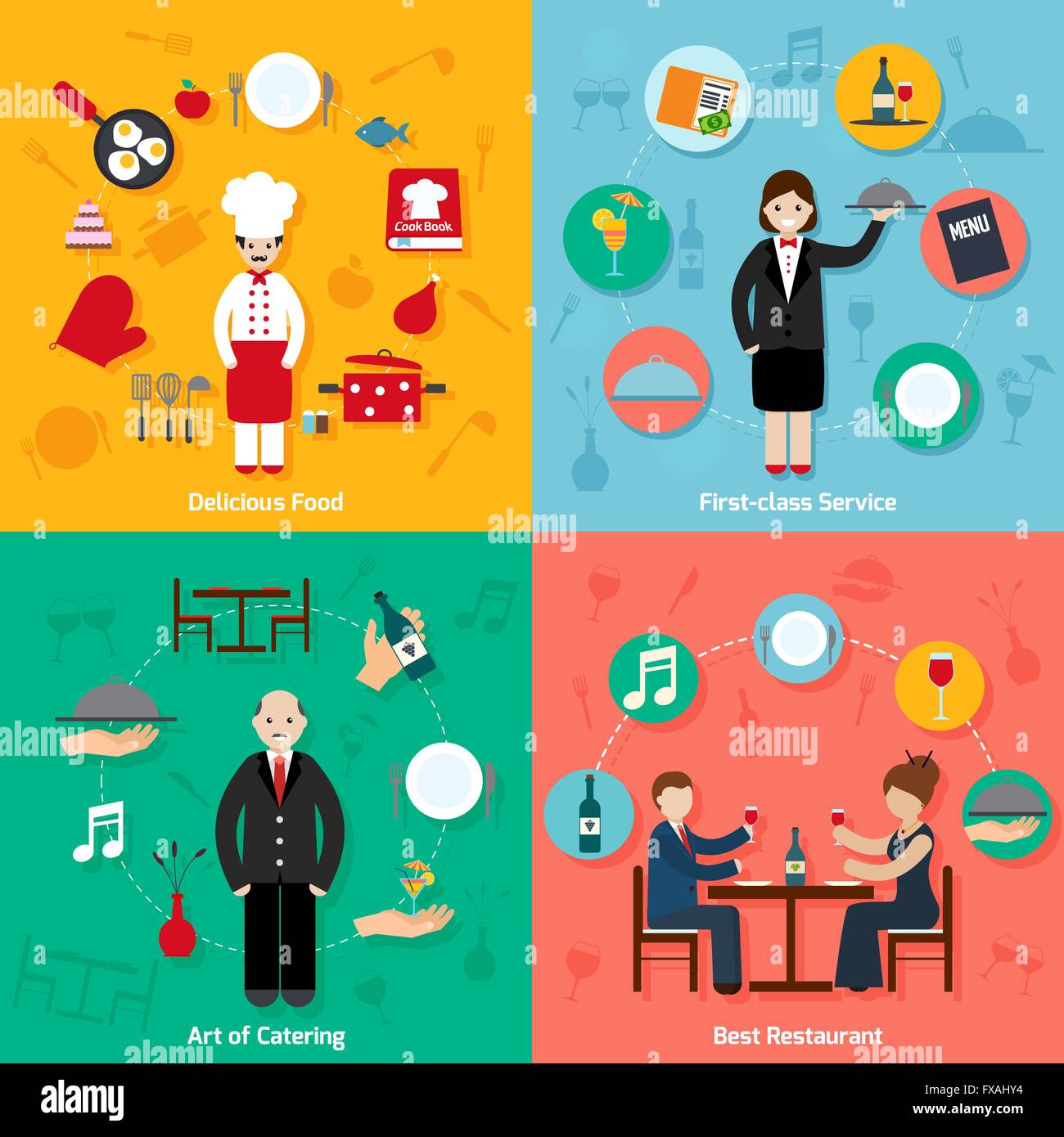 Restaurant flat set Stock Vector Image & Art - Alamy