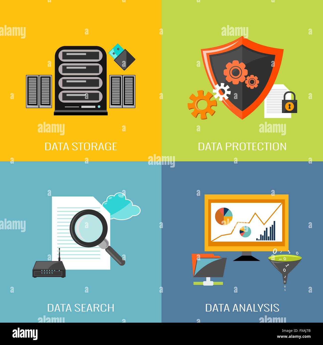 Database icons flat Stock Vector Image & Art - Alamy