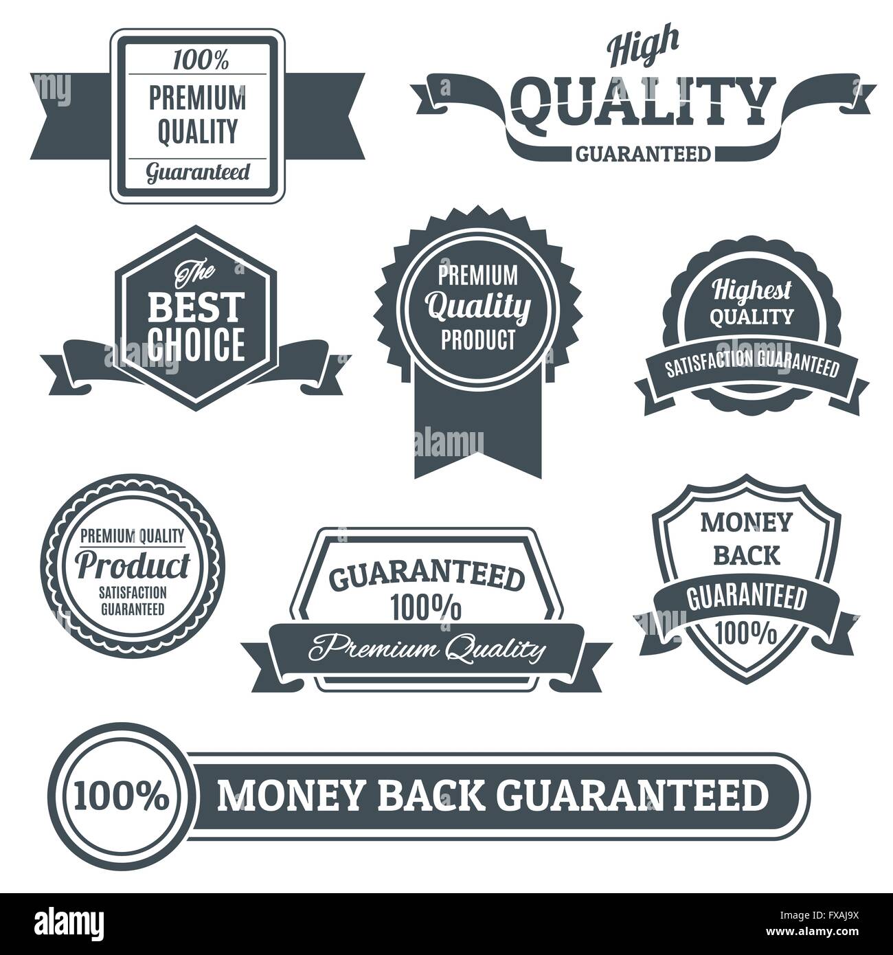 Quality labels black set Stock Vector Image & Art - Alamy