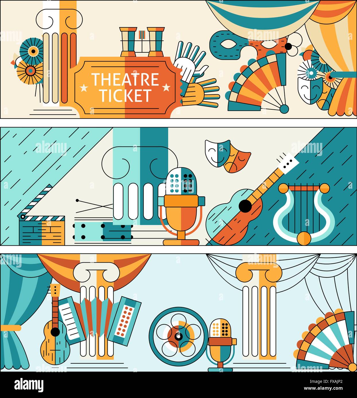 Theatre flat line banner set Stock Vector Image & Art - Alamy