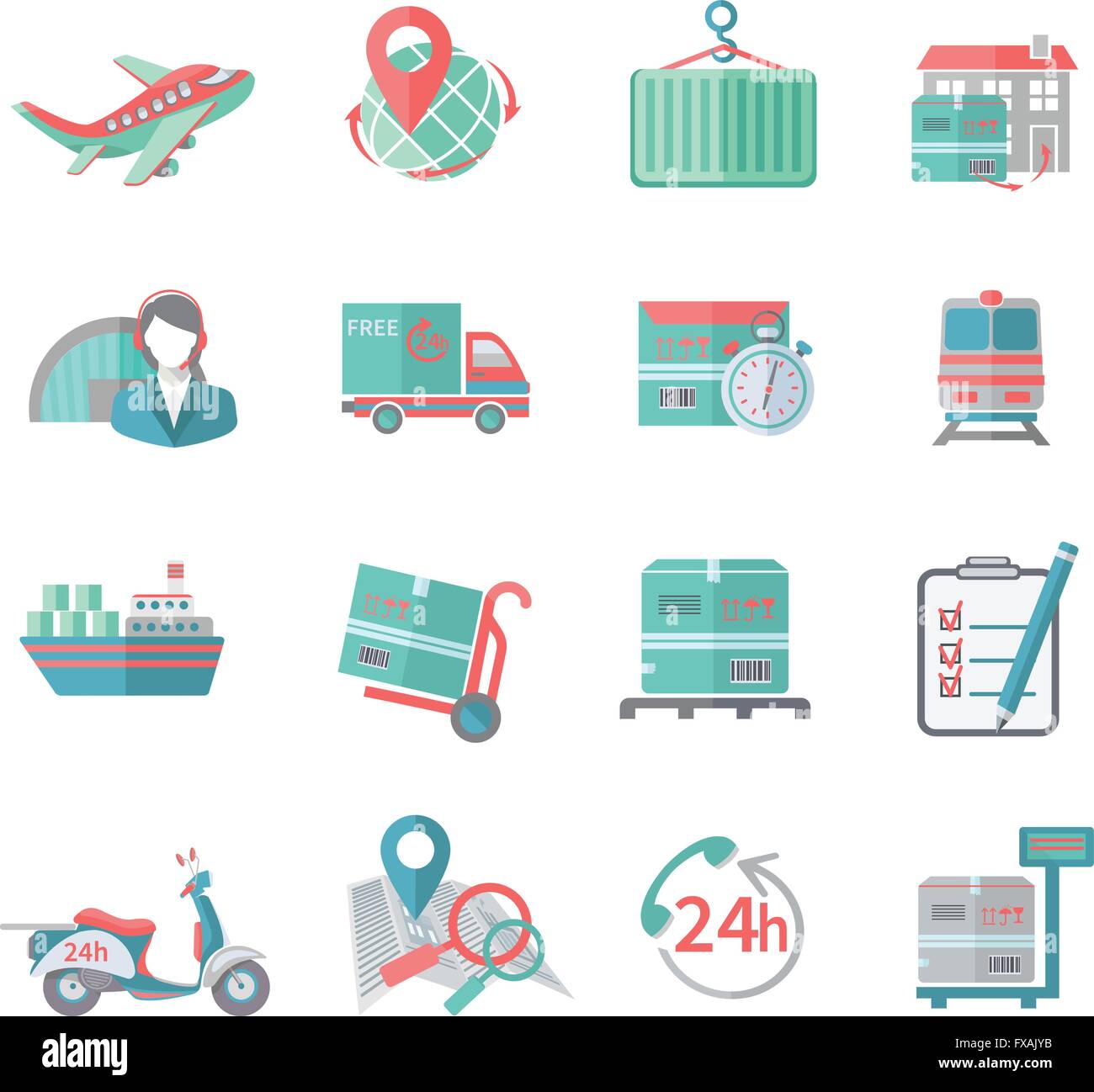 Logistic icons set flat Stock Vector Image & Art - Alamy