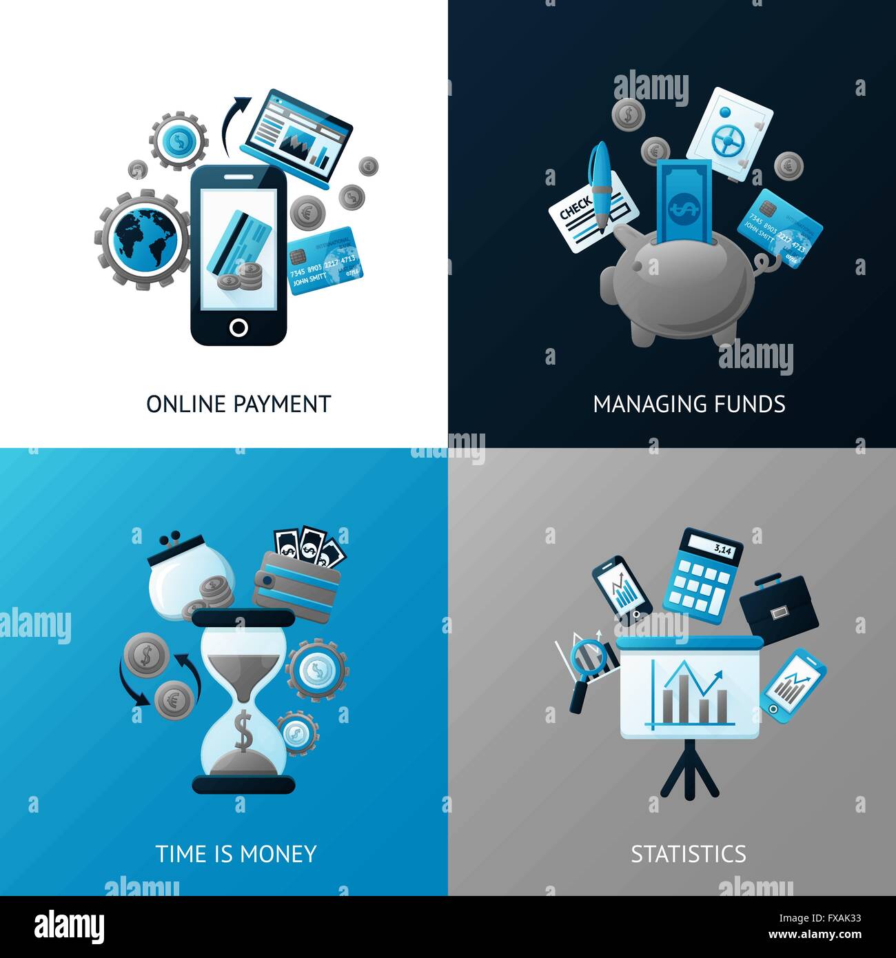 Bank flat set Stock Vector Image & Art - Alamy