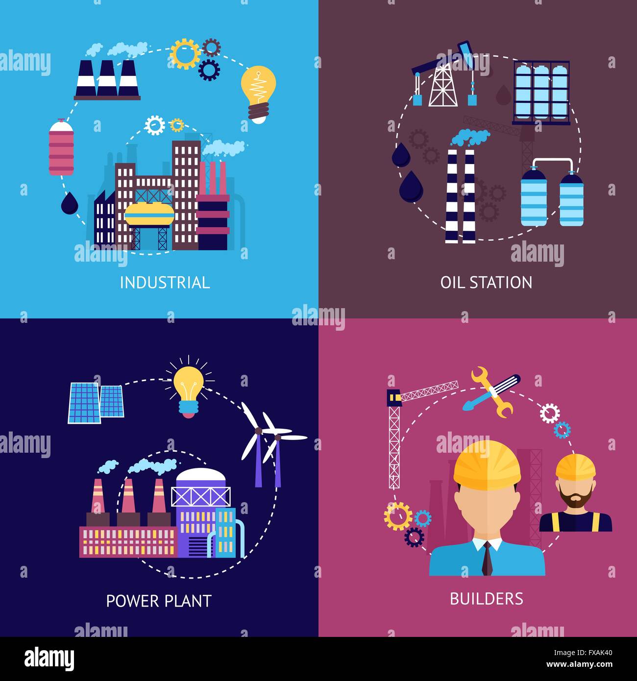 Industrial flat set Stock Vector Image & Art - Alamy
