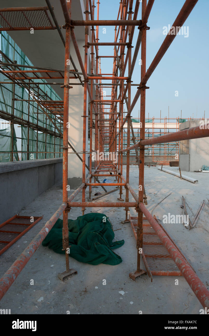 construction site with steel frame vertical Stock Photo