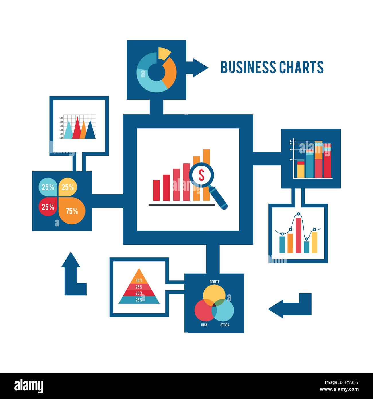 Business chart icons set Stock Vector Image & Art - Alamy