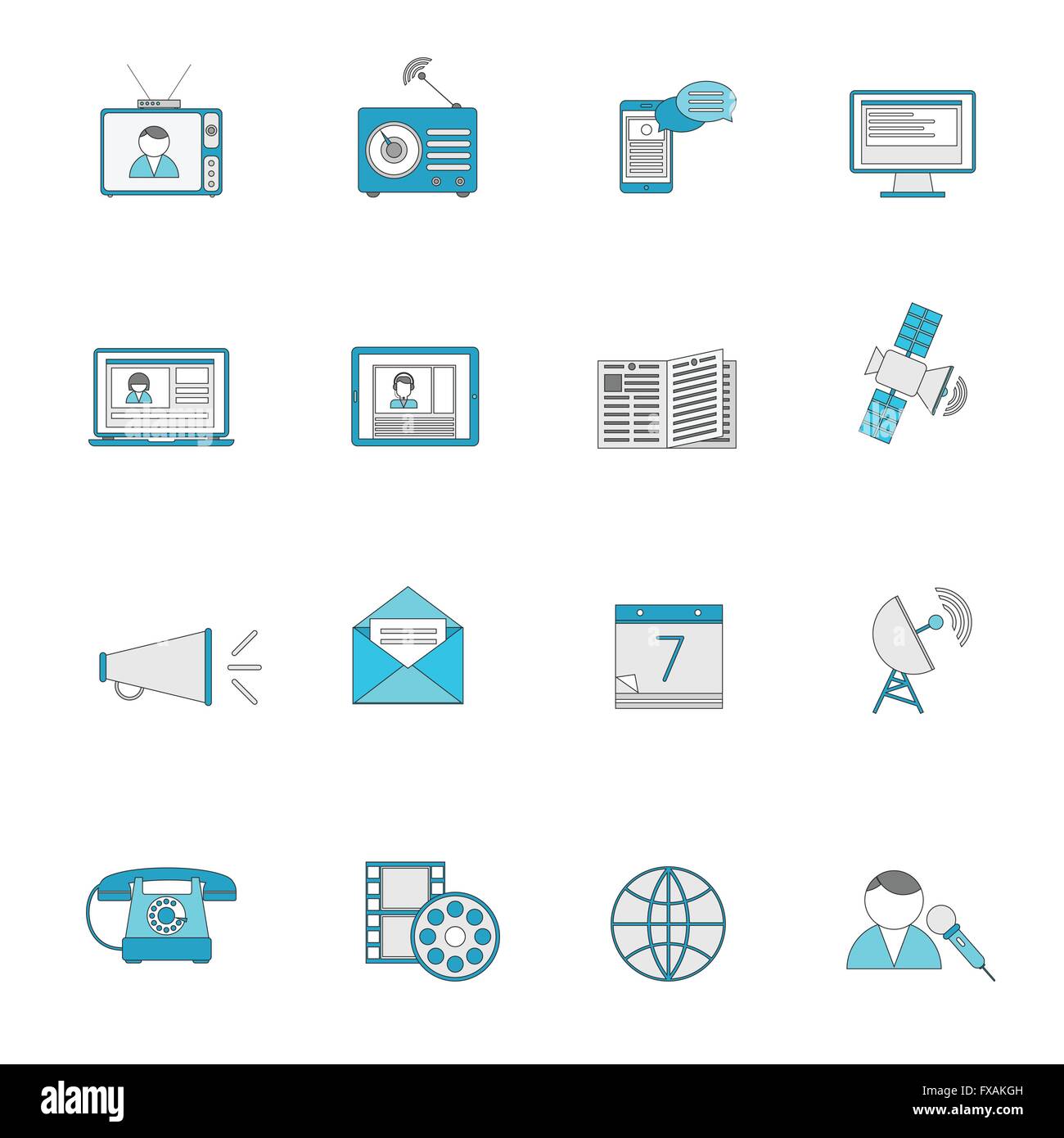 Media icons flat line set Stock Vector Image & Art - Alamy
