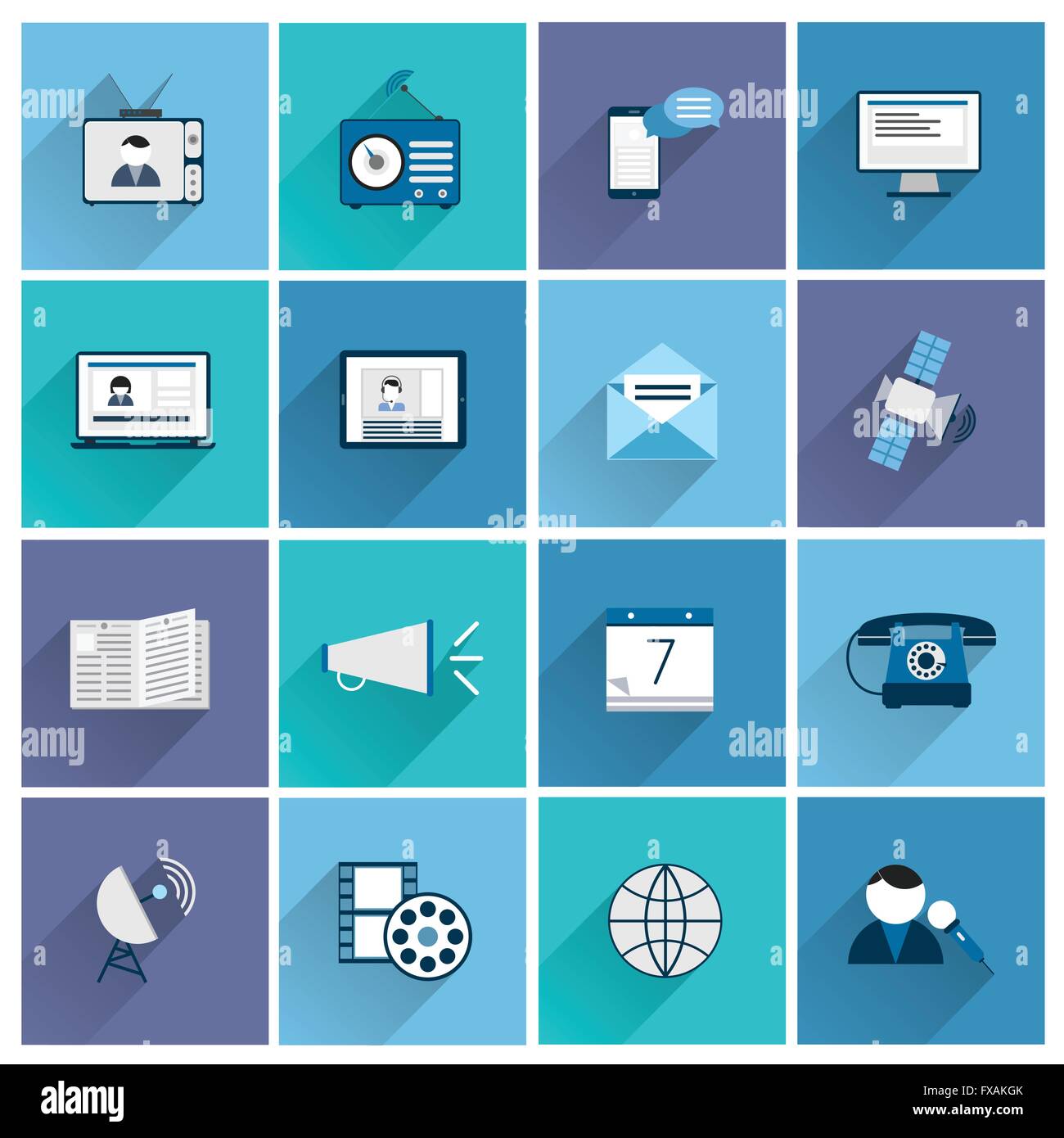 Media icons flat set Stock Vector Image & Art - Alamy