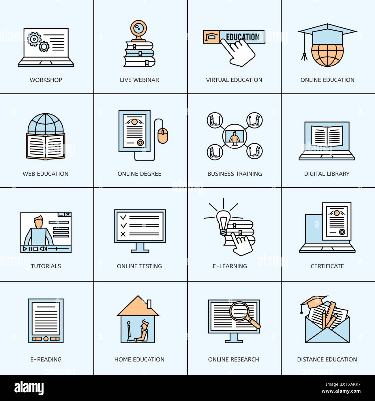 Online Education Icons Set Stock Vector Image & Art - Alamy