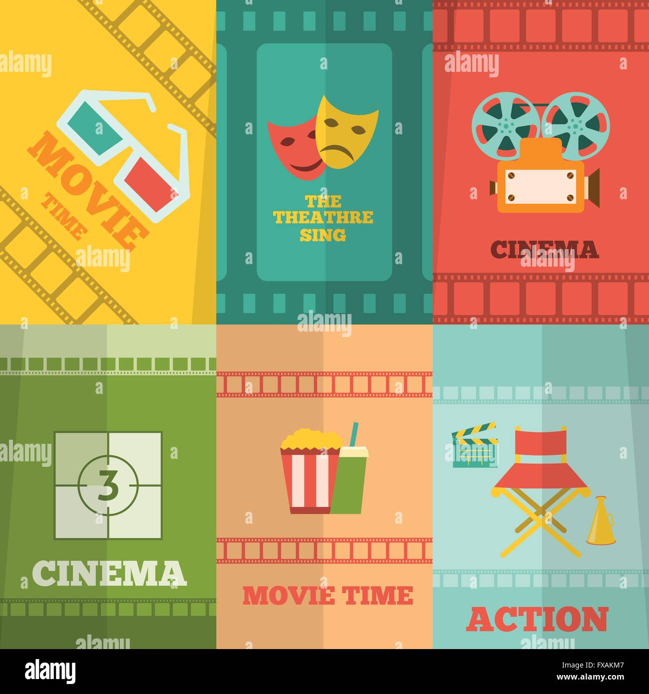 Cinema icons composition poster print Stock Vector Image & Art - Alamy