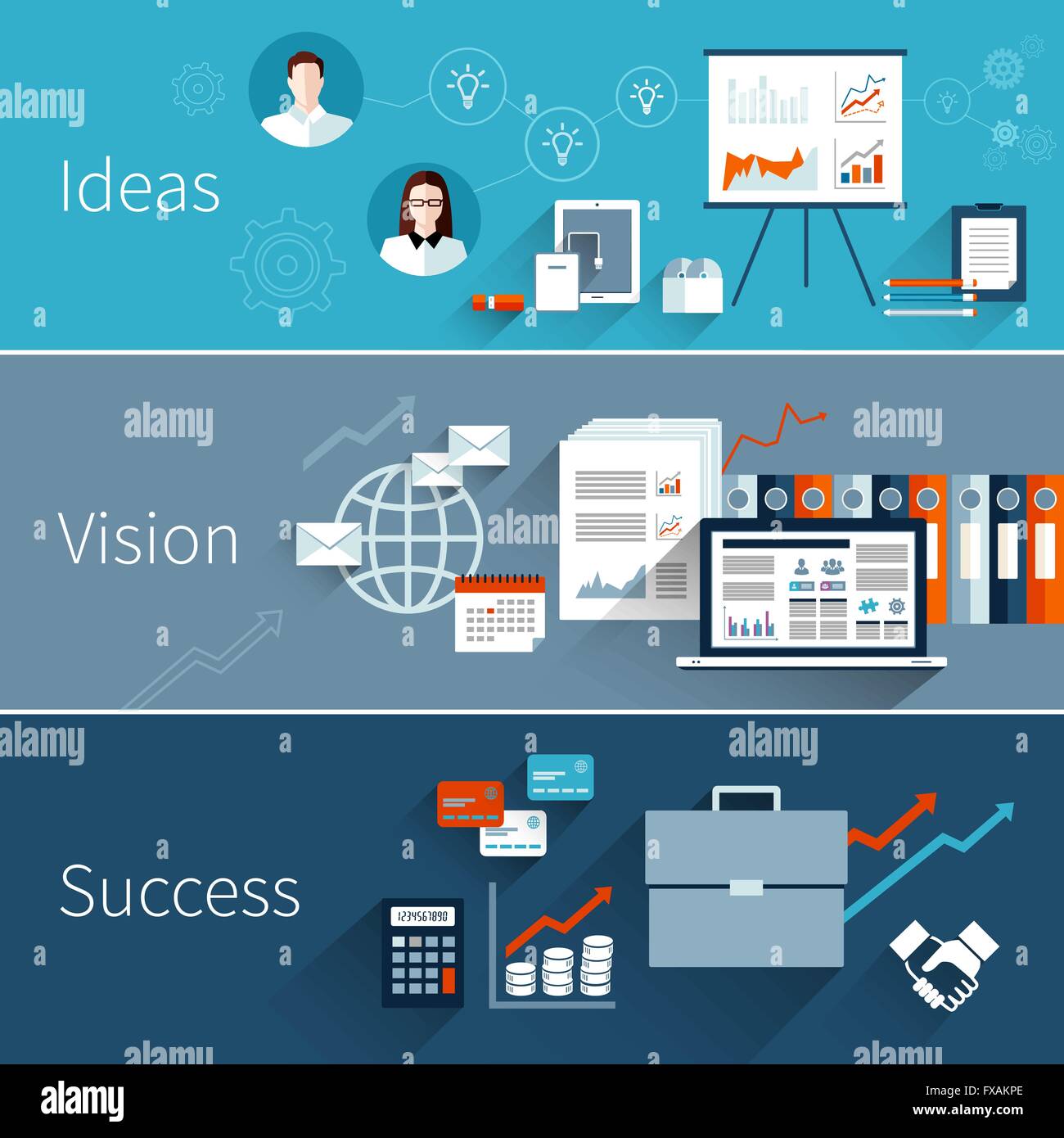 Business flat banner set Stock Vector Image & Art - Alamy
