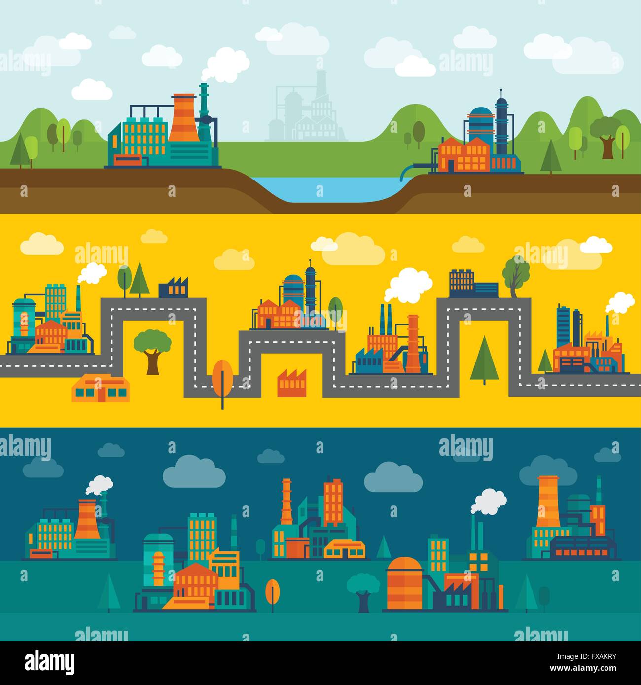 Flat industry banner set Stock Vector Image & Art - Alamy