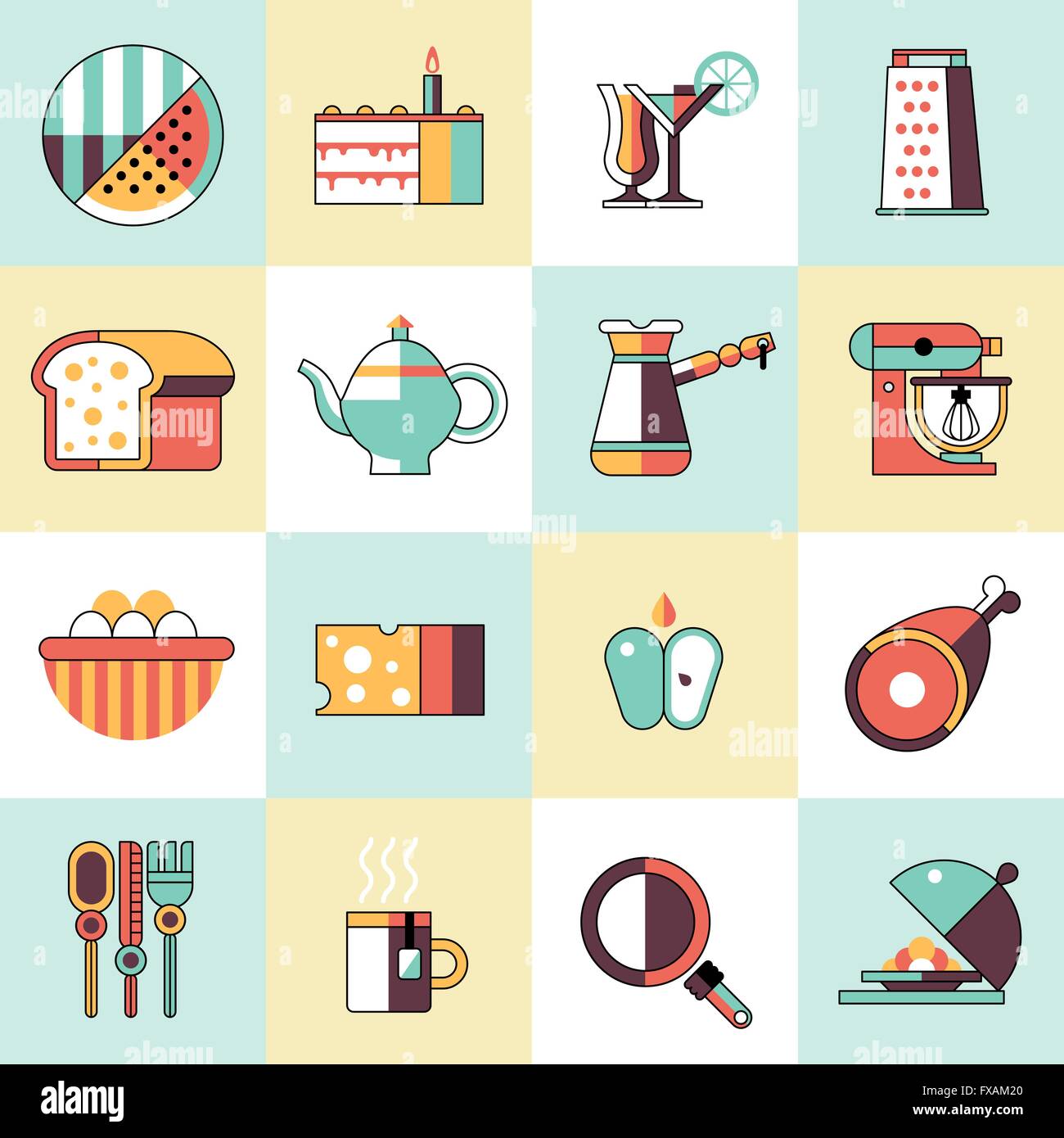 Food icons flat line set Stock Vector Image & Art - Alamy