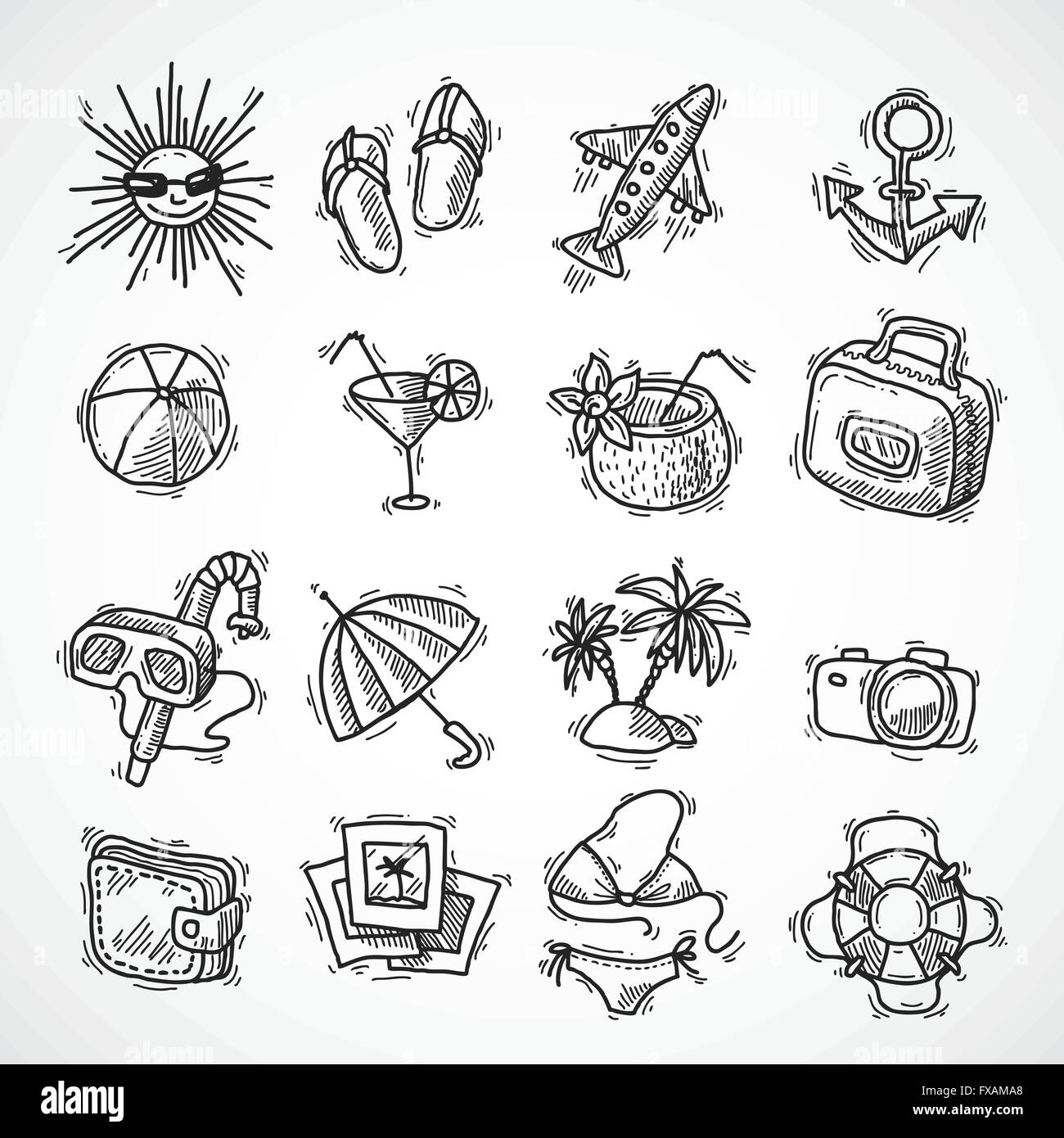 Summer vacation icon set Stock Vector Image & Art - Alamy