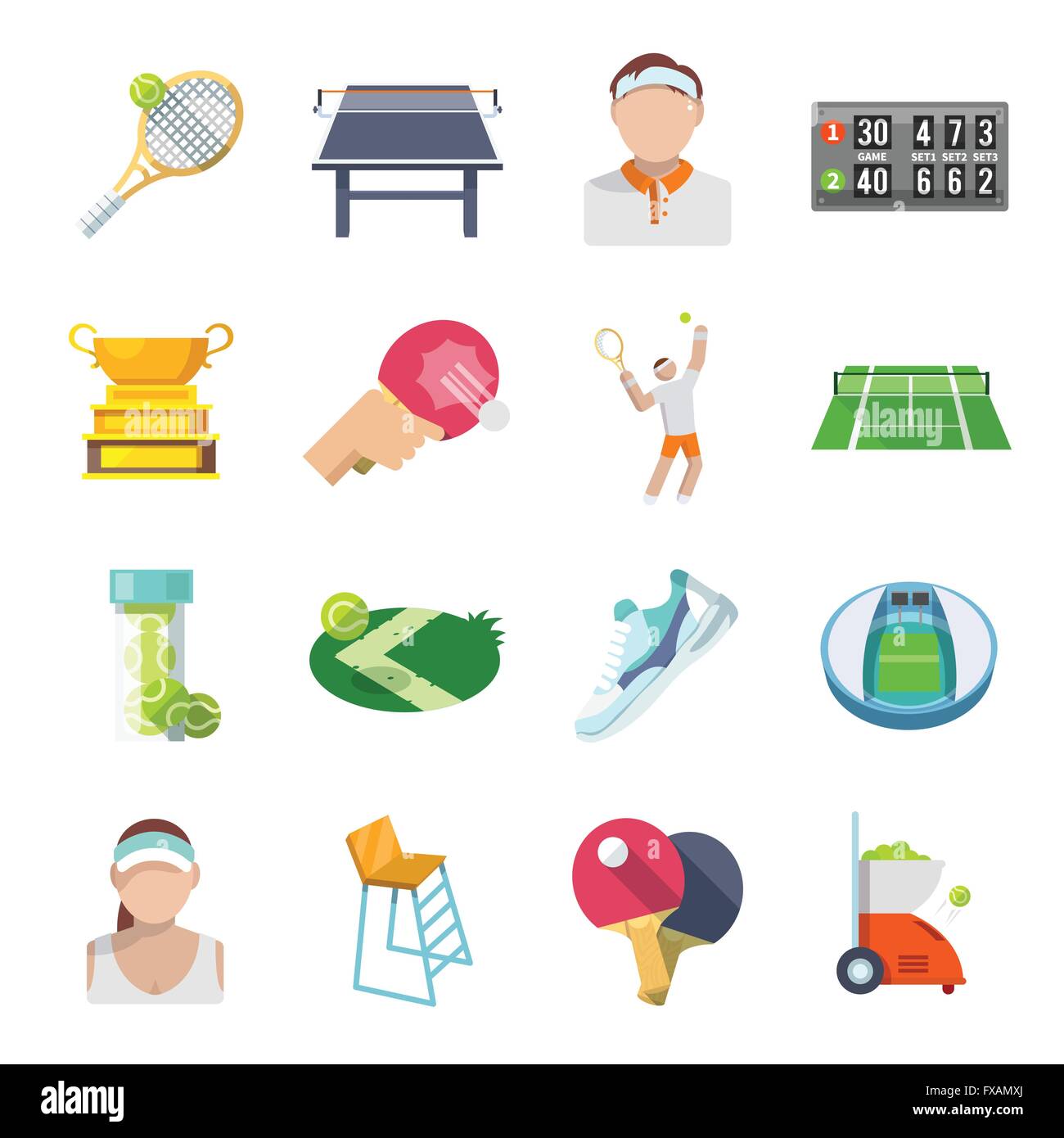 Tennis Icons Flat Set Stock Vector Image & Art - Alamy