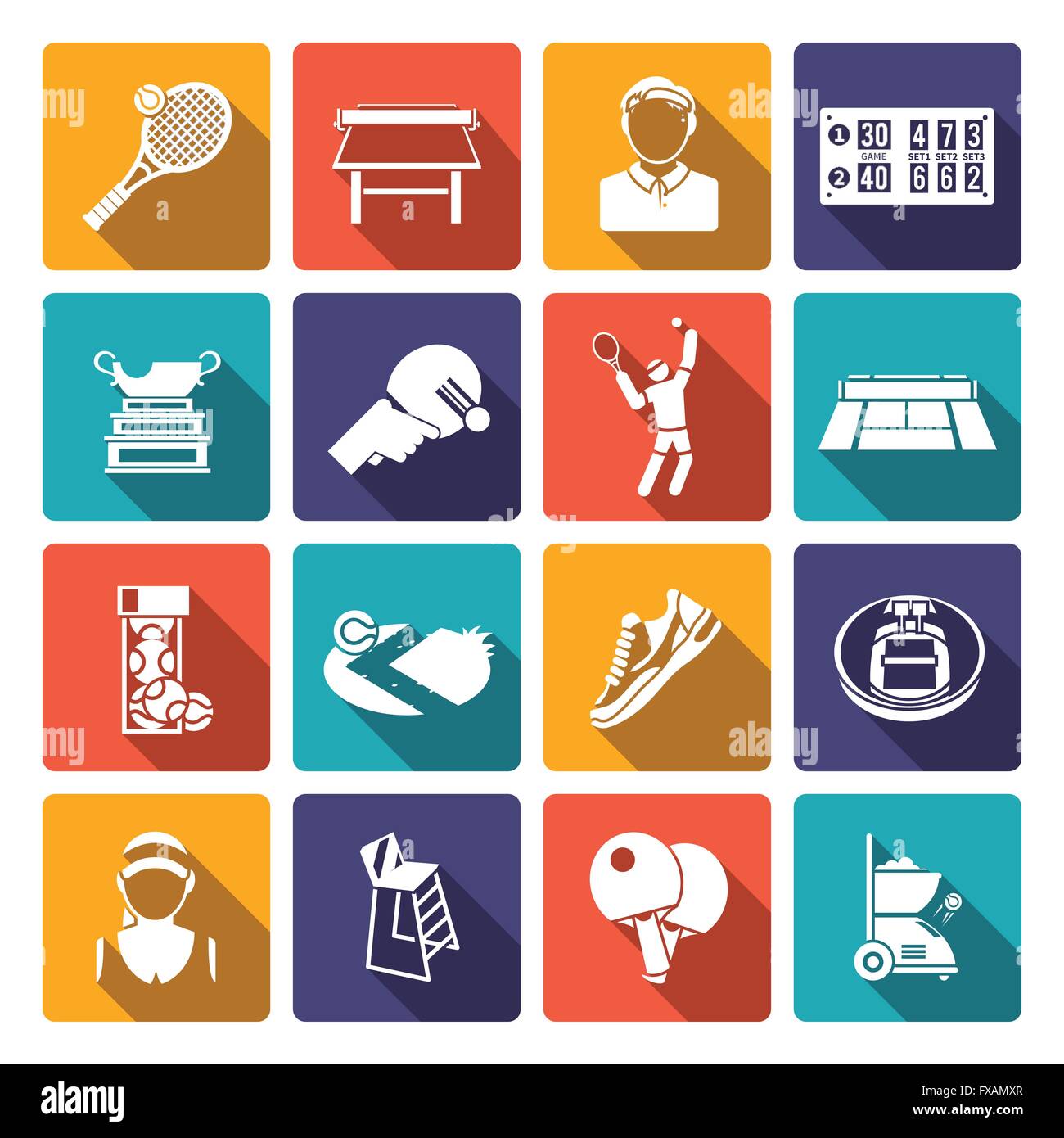 Tennis icons flat Stock Vector Image & Art - Alamy