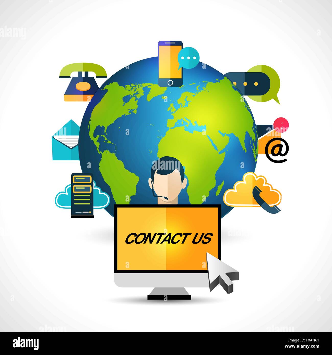 Contact us concept globe poster Stock Vector Image & Art - Alamy