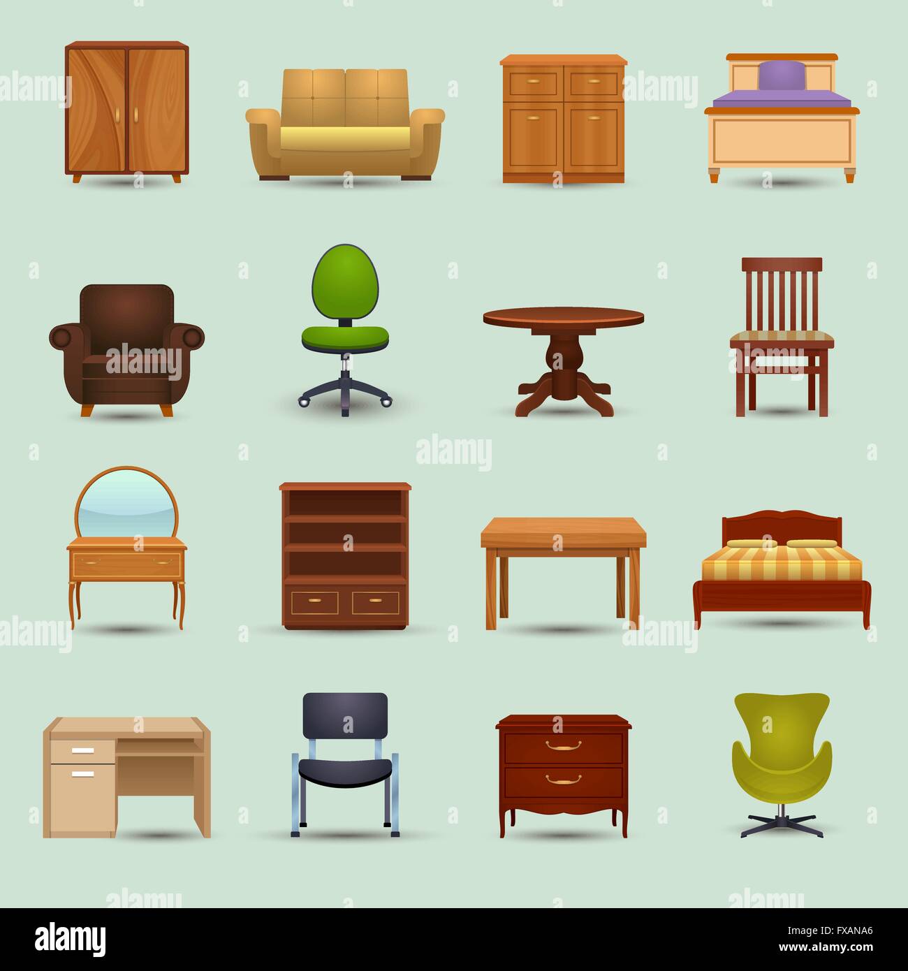 Furniture Icons Set Stock Vector Image & Art - Alamy