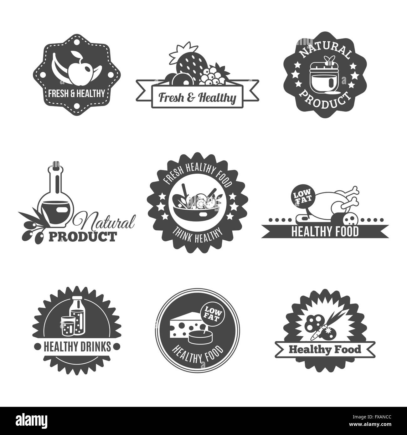 Healthy Eating Label Stock Vector Image & Art - Alamy