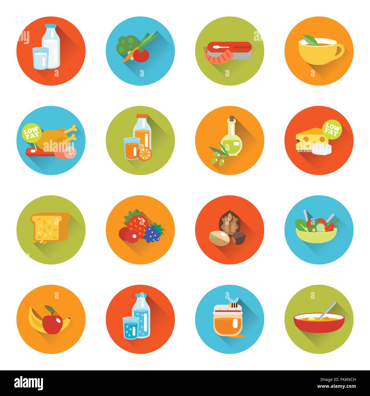Healthy eating flat icons Stock Vector Image & Art - Alamy