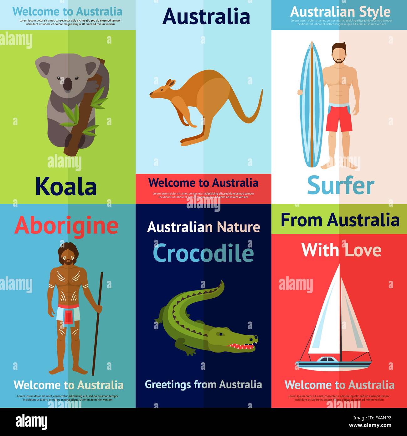Australia Mini Poster Set Stock Vector Image & Art - Alamy