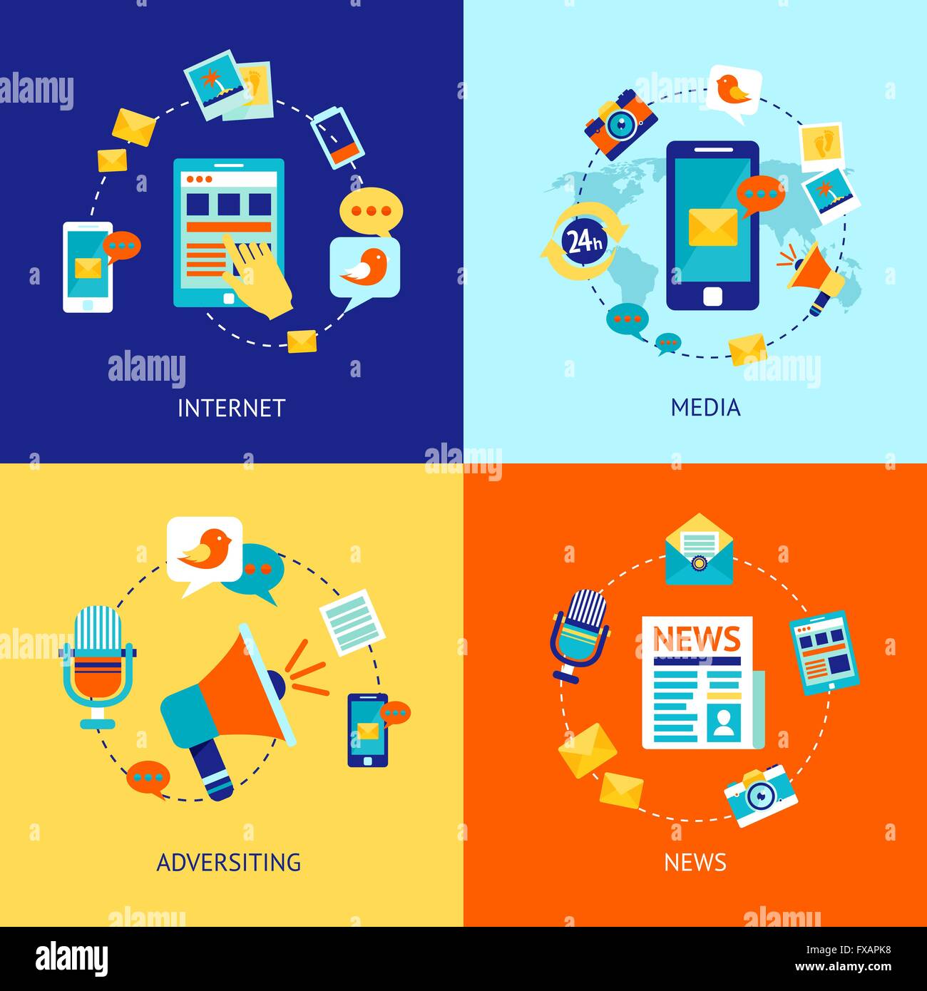 Media flat set Stock Vector Image & Art - Alamy