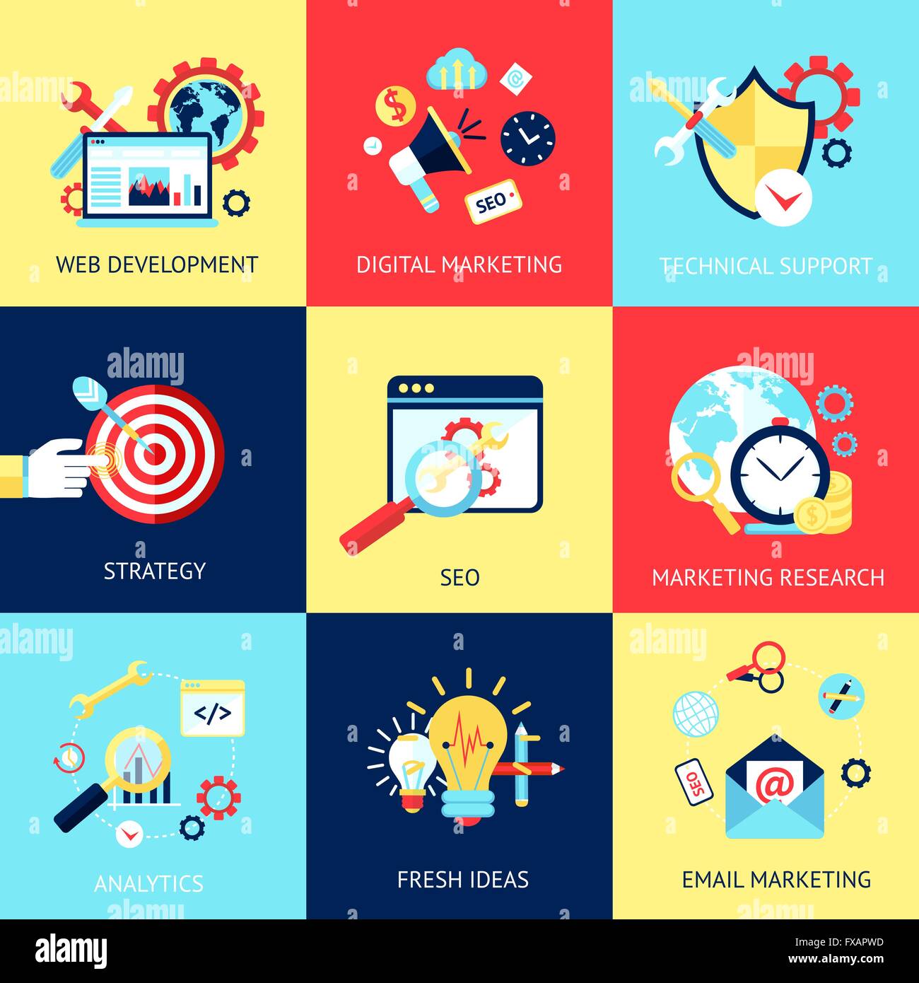 SEO flat concept set Stock Vector Image & Art - Alamy