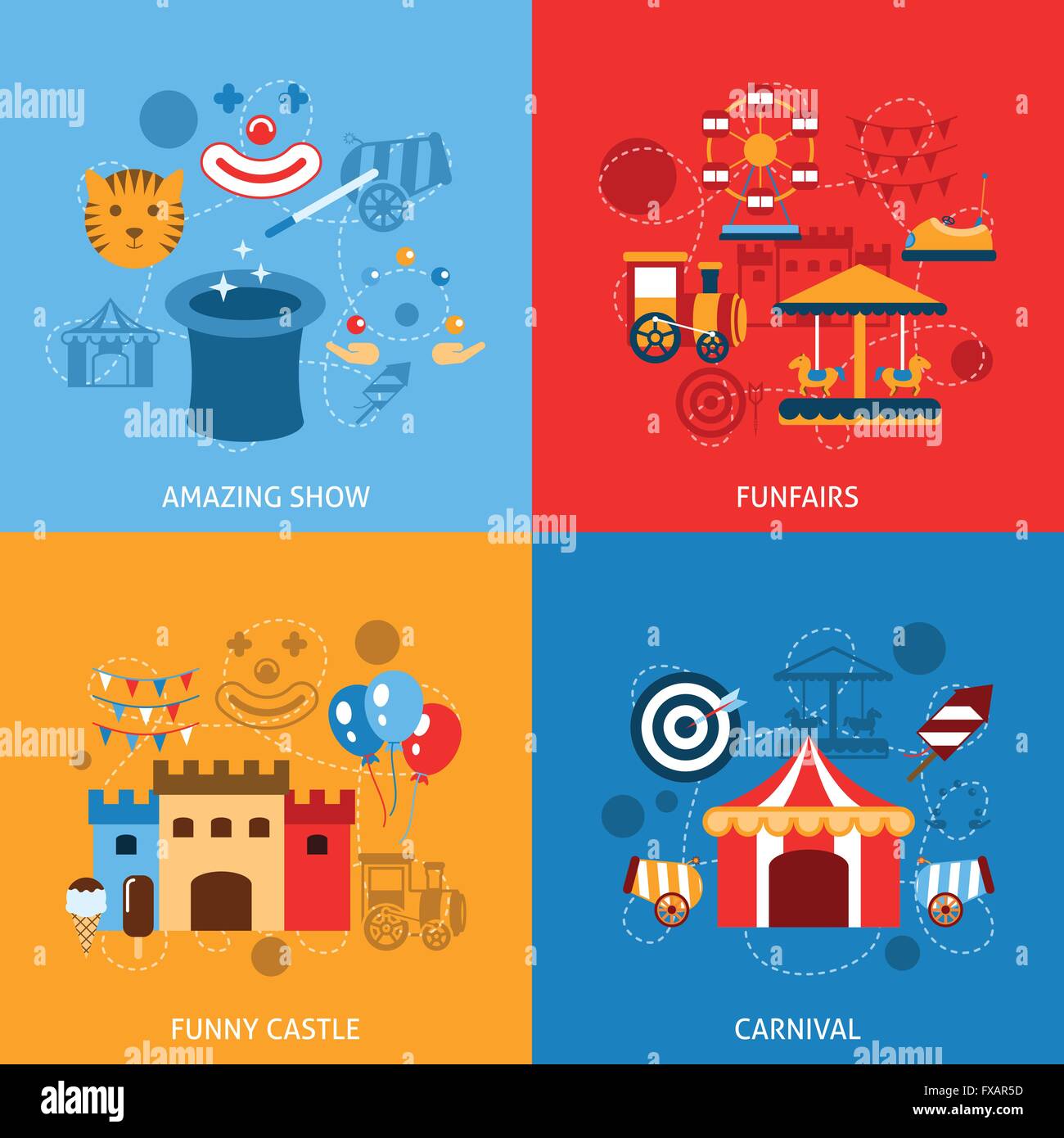 Amusements Park Flat Set Stock Vector Image & Art - Alamy