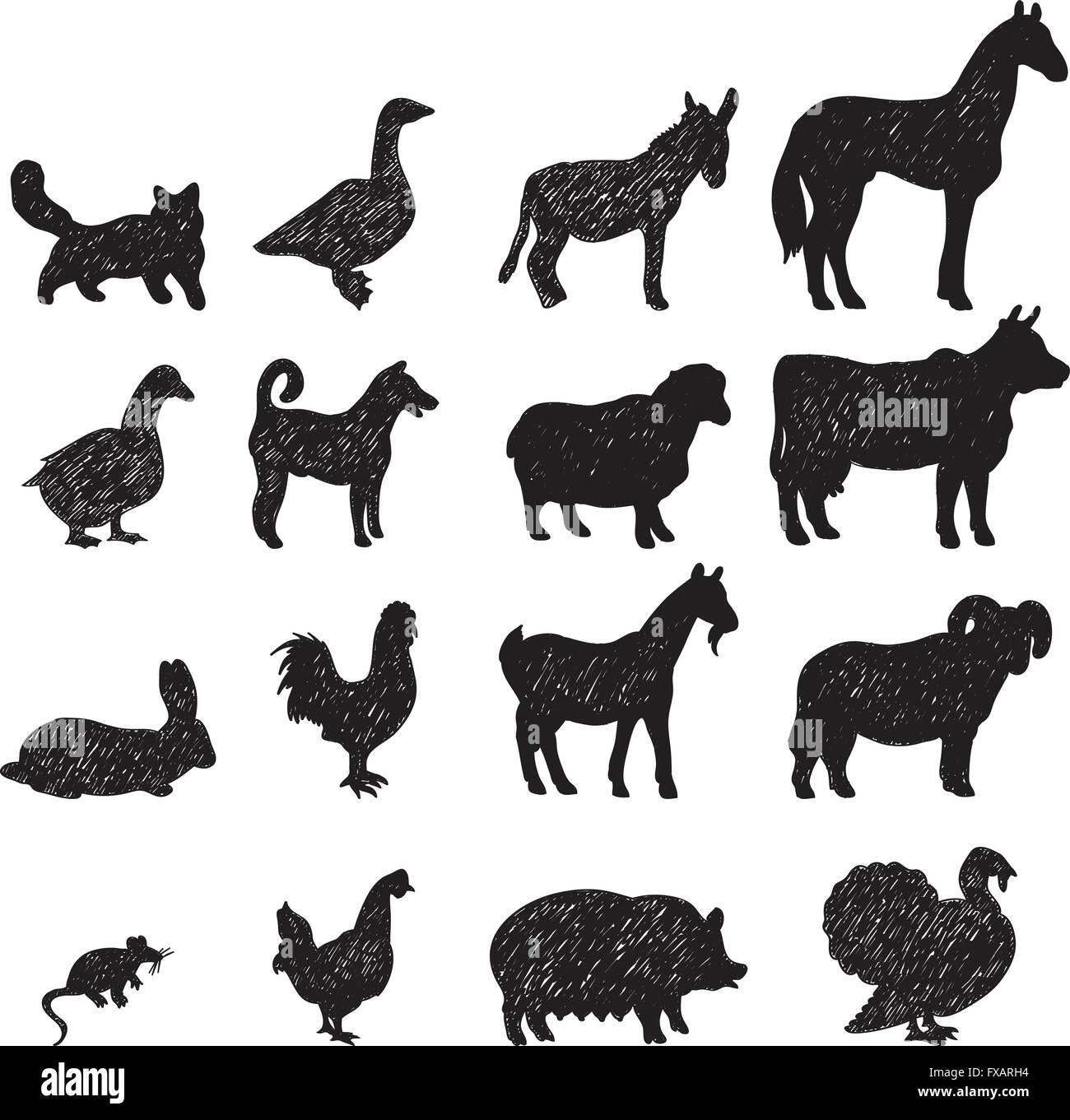 Farm animals black silhouettes Stock Vector Image & Art - Alamy