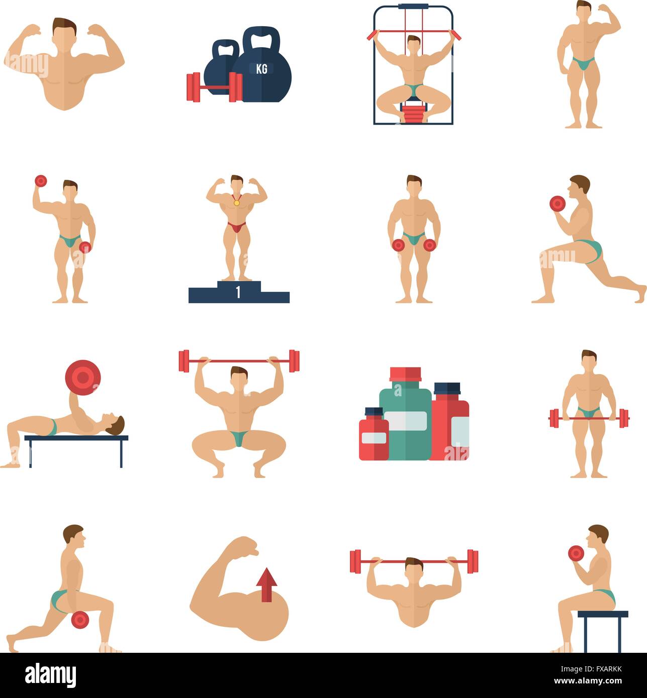 Bodybuilding Icons Set Stock Vector Image & Art - Alamy