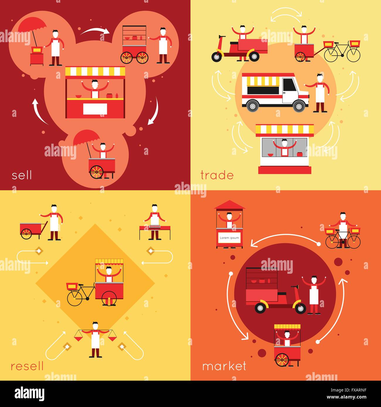 Street food flat set Stock Vector Image & Art - Alamy