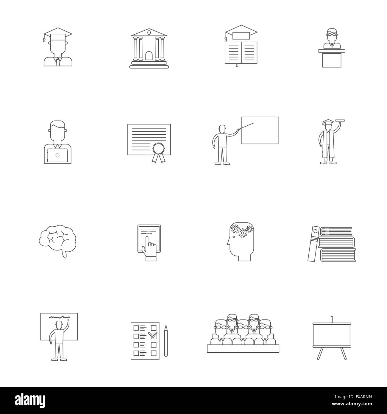 Higher Education Icon Outline Set Stock Vector