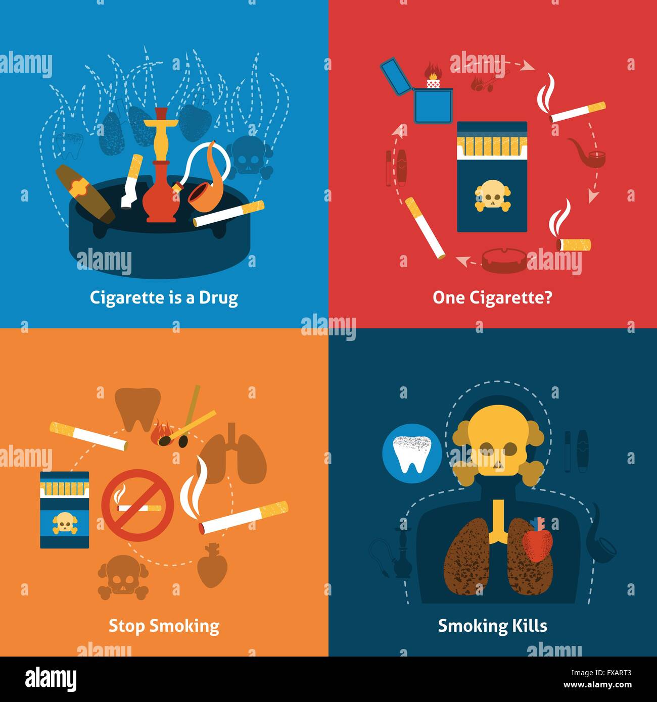 Human skull smoking cigarette Stock Vector Images - Alamy
