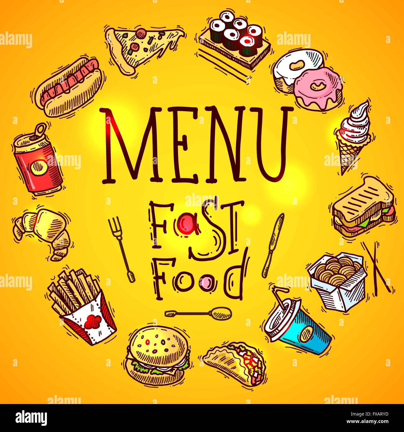 Fast Food Menu Stock Vector Image Art Alamy
