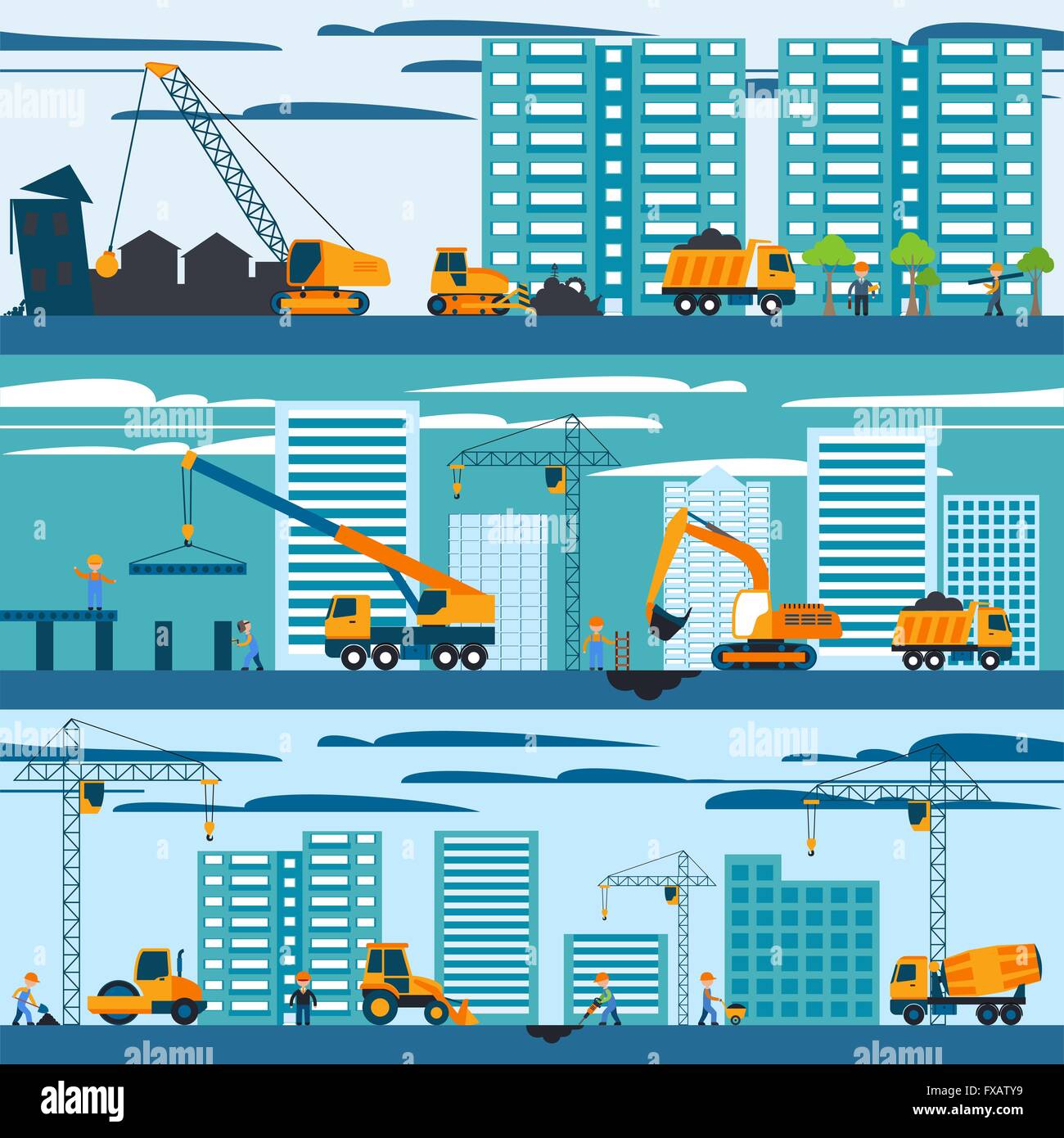 Construction machines site Stock Vector Images - Alamy