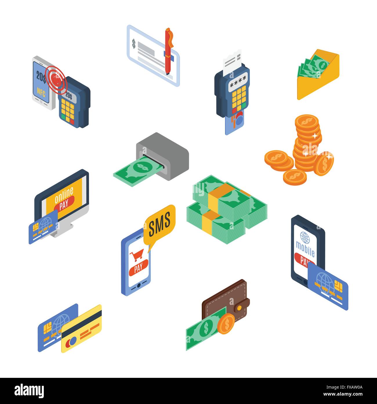 Payment Icons Isometric Stock Vector Image & Art - Alamy