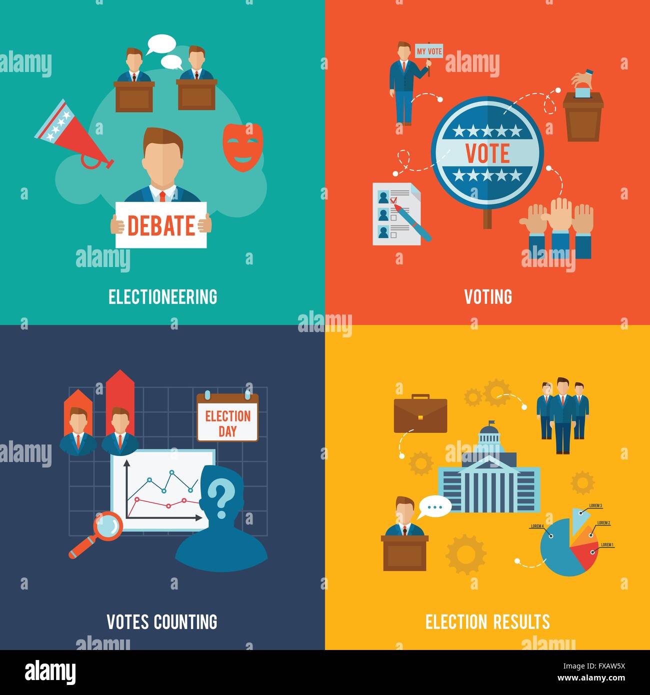 Election Flat Set Stock Vector Image & Art - Alamy