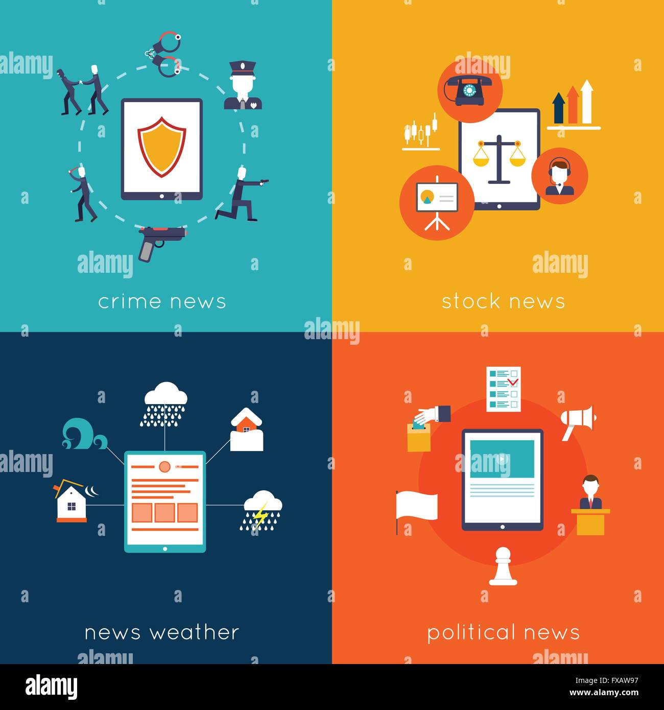 Mobile Application Flat Set Stock Vector Image & Art - Alamy
